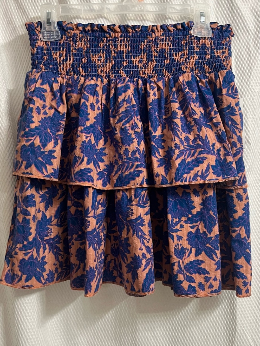 Target Peach and Navy Floral Tiered Skater Skirt